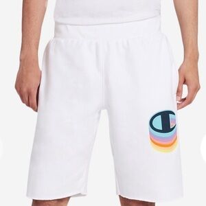 New CHAMPION White Reverse Weave Color Shadow Cut Off Shorts Large
